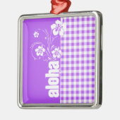 Paarse Gingham; Aloha Metalen Ornament (Links)