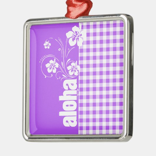 Paarse Gingham; Aloha Metalen Ornament (Links)