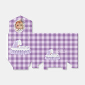 Paarse Gingham-Baby & Ruffled Bassinet Favor Boxes Bedankdoosjes (Uitgevouwen)