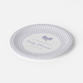 Paarse gingham baby shower boeg papieren bordje (Gekanteld)