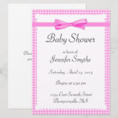 Paarse Gingham Baby Shower-uitnodigingen Kaart (Voorkant / Achterkant)