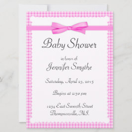 Paarse Gingham Baby Shower-uitnodigingen Kaart