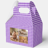 Paarse Gingham Ballonnen Aangepaste Foto Verjaarda Bedankdoosjes (Achterkant)