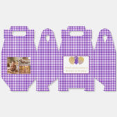 Paarse Gingham Ballonnen Aangepaste Foto Verjaarda Bedankdoosjes (Ongevouwen)