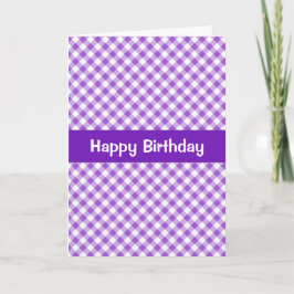 Paarse Gingham Birthday Kaart