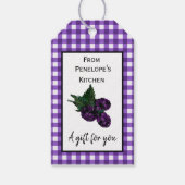 Paarse Gingham Blackberry Preserve Gift Hang Label Cadeaulabel (Voorkant)