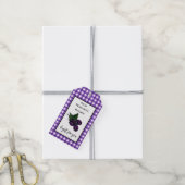 Paarse Gingham Blackberry Preserve Gift Hang Label Cadeaulabel (Met Touw)