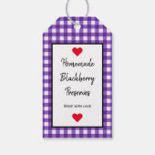 Paarse Gingham Blackberry Preserve Gift Hang Label Cadeaulabel (Achterkant)