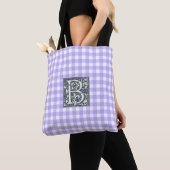 paarse gingham boodschappentas tote bag (Dichtbij)