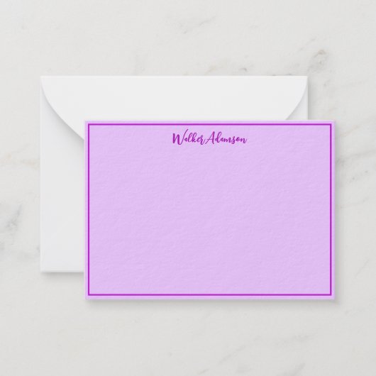 Paarse Gingham Check Plaid Tartan Naam Rand Notitiekaartje (Voorkant)
