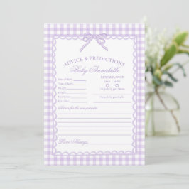 Paarse Gingham Coquette Strik Advies voor Baby Kaa Kaart
