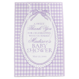 Paarse Gingham Coquette Strik Baby Borrelcadeau's Medium Cadeauzakje