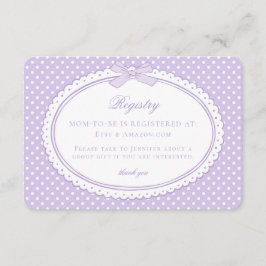 Paarse Gingham Coquette Strik Baby Cadeau Lijst Informatiekaartje