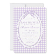 Paarse Gingham Coquette Strik Babyfeestje