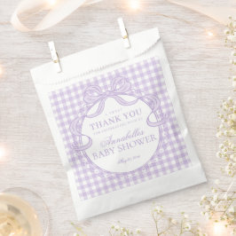 Paarse Gingham Coquette Strik Babyshower Dessert Bedankzakje