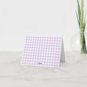 Paarse Gingham Coquette Strik Bedankkaart (Achterkant)