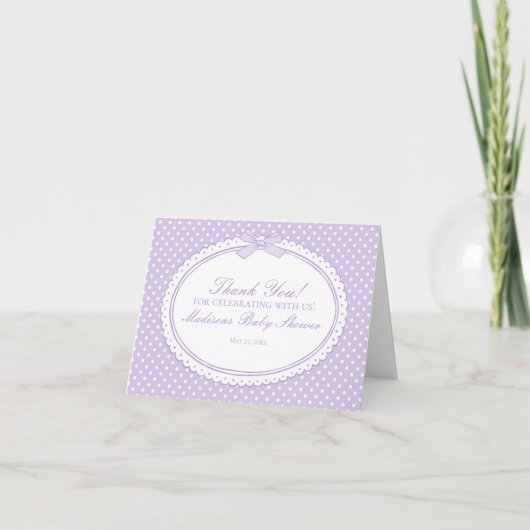 Paarse Gingham Coquette Strik Bedankkaart (Voorkant)