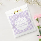 Paarse Gingham Coquette Strik Bruidsdiner Dessert Bedankzakje (Gezegeld)