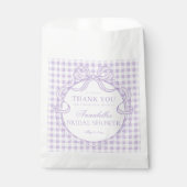 Paarse Gingham Coquette Strik Bruidsdiner Dessert Bedankzakje (Voorkant)