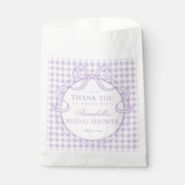 Paarse Gingham Coquette Strik Bruidsdiner Dessert Bedankzakje