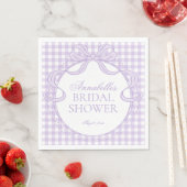 Paarse Gingham Coquette Strik Bruidsdiner Dessert Servet (Insitu)