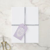 Paarse Gingham Coquette Strik Bruidsdouche Favorie Cadeaulabel (Met Touw)