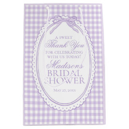 Paarse Gingham Coquette Strik Bruidsdouche Favorie Medium Cadeauzakje