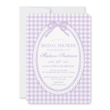 Paarse Gingham Coquette Strik Bruidsdouche