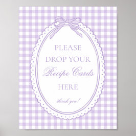 Paarse Gingham Coquette Strik Deel een Recept Poster
