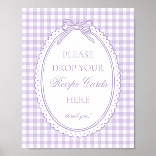 Paarse Gingham Coquette Strik Deel een Recept Poster (Voorkant)