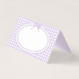 Paarse Gingham Coquette Strik Plaatskaart Tafel De Kaart