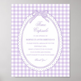 Paarse Gingham Coquette Strik Tijdcapsule Spel Poster