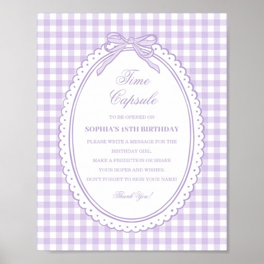 Paarse Gingham Coquette Strik Tijdcapsule Spel Poster (Voorkant)