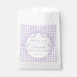 Paarse Gingham Coquette Strik Verjaardagsfeest Des Bedankzakje