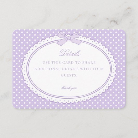 Paarse Gingham Coquette Strikdetails Kaart (Voorkant)