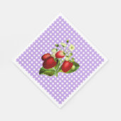 Paarse Gingham en aardbeien Lunch Paper Napkin Servet (Hoek)