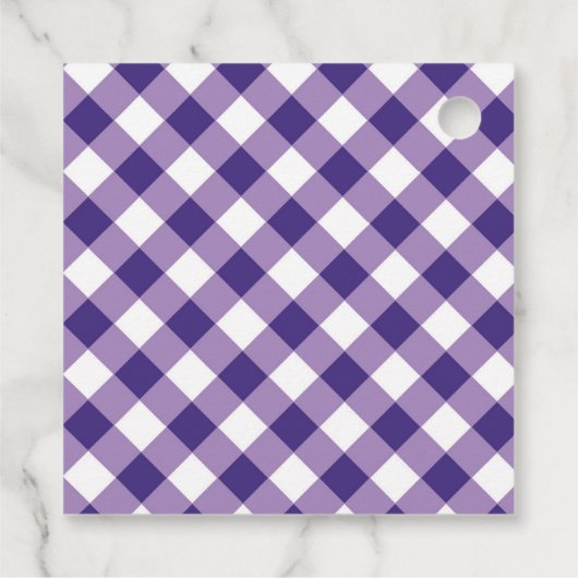 Paarse Gingham en Zonnebloem Dank u wel Bedankjes Labels (Achterkant)