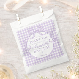 Paarse Gingham Flirterige Strik Doop Dessert Bedankzakje