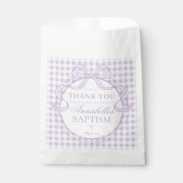 Paarse Gingham Flirterige Strik Doop Dessert Bedankzakje