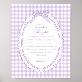 Paarse Gingham Flirterige Strik Luier Gedachten Ba Poster