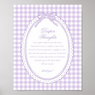 Paarse Gingham Flirterige Strik Luier Gedachten Ba Poster