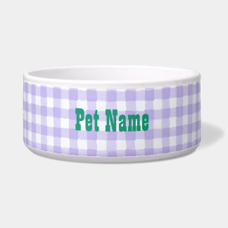 Paarse Gingham gepersonaliseerde dierennaam - Gepe Voerbakje