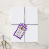  Paarse Gingham, Glitterballonnen Verjaardag Cadeaulabel (Met Touw)