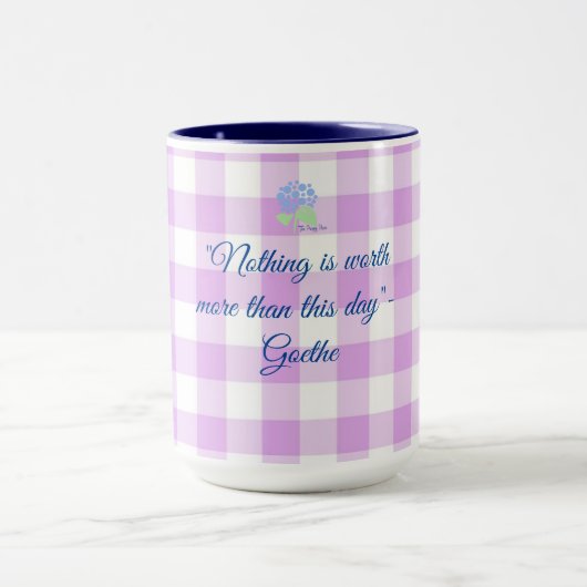 paarse gingham Goethe quote Mok (Midden)