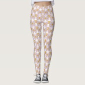 Paarse Gingham Gold Butterfly Designer Leggings (Voorkant)