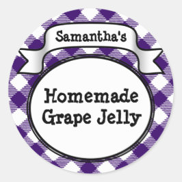 Paarse Gingham Grape Jelly Jam Jar/Lid Label