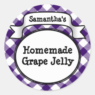 Paarse Gingham Grape Jelly Jam Jar/Lid Label