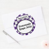 Paarse Gingham Grape Jelly Jam Jar/Lid Label (Envelop)