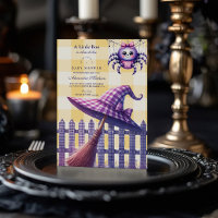 Paarse Gingham Halloween Baby Shower