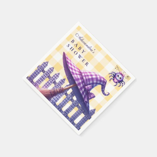 Paarse Gingham Halloween Baby shower Servet (Hoek)